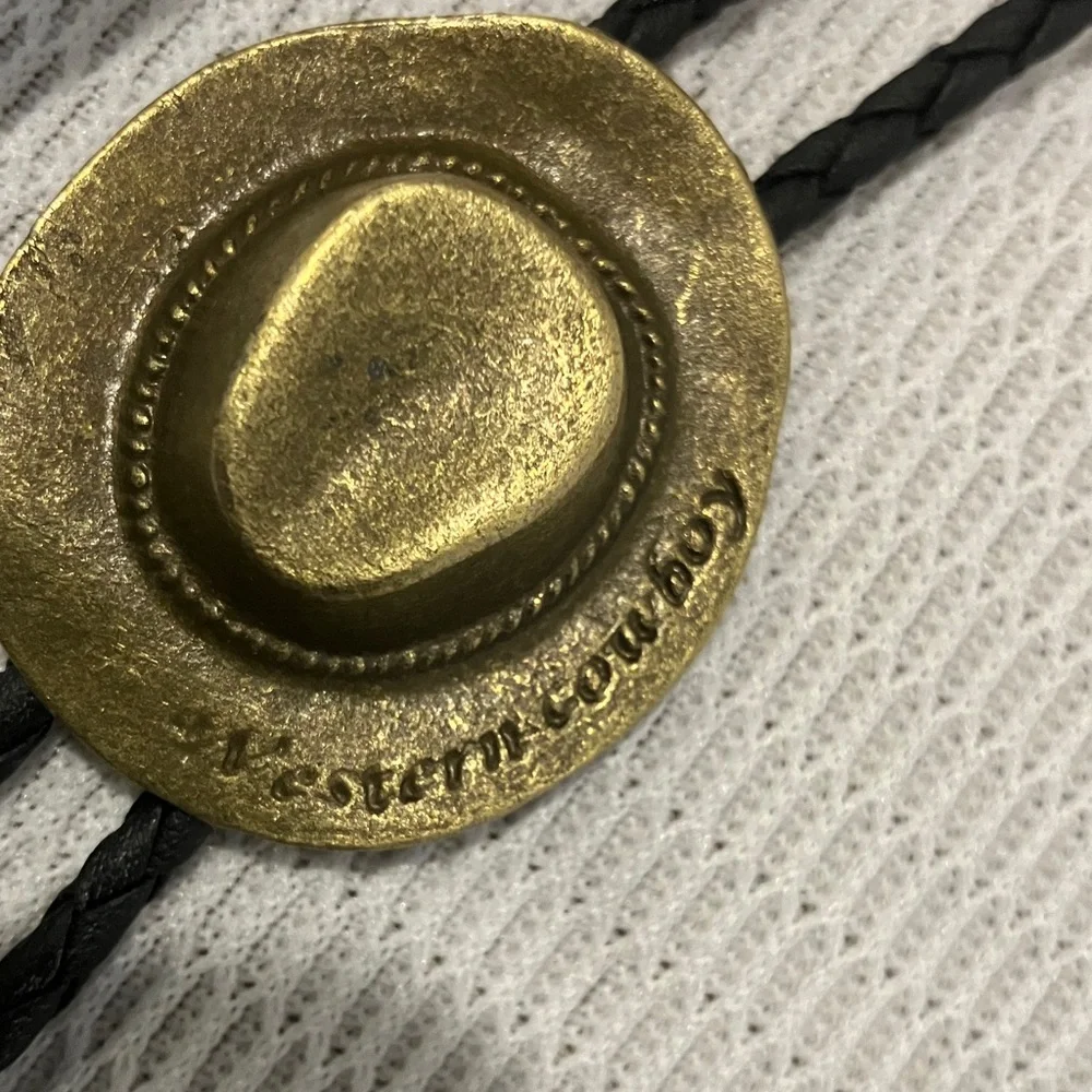 Classic Western Bolo Tie with Gold and Black Design